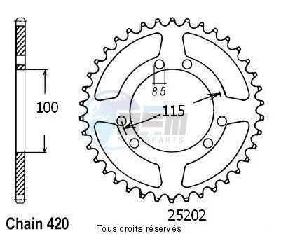Product image: Sifam - 25202CZ52 - Chain wheel rear Peugeot Xp6 98-01 Gilera Gsm 2001- Type 420/Z52  0