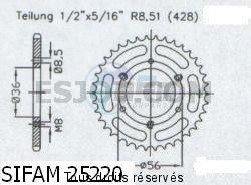 Product image: Sifam - 25220CZ28 - Chain wheel Quad 50 Aeon Cobra 00-   Type 428/Z28  0