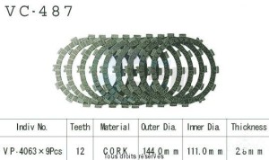 Product image: Kyoto - VC487 - Clutch Plate kit complete Zx-6r Ninja 95-00   