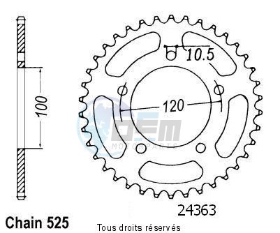 Product image: Sifam - 24363CZ42 - Chain wheel rear Rsv1000 98-99 Type 525   Type 525/Z42  0