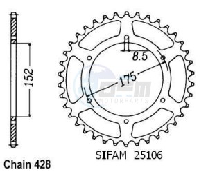 Product image: Esjot - 50-15023-52 - Chainwheel Steel Yamaha - 428 - 52 Teeth -  Identical to JTR839 - Made in Germany 
