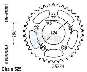 Product image: Esjot - 50-29031-36 - Chainwheel Steel Ducati - 525 - 36 Teeth -  Identical to JTR744 - Made in Germany 